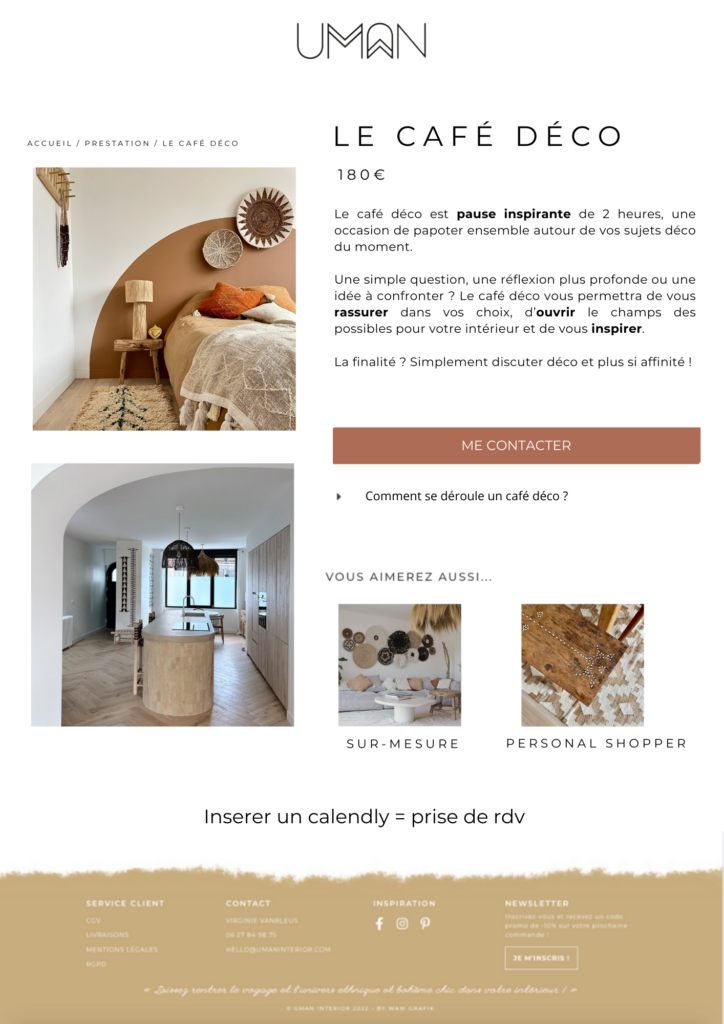 Maquette page cafe deco